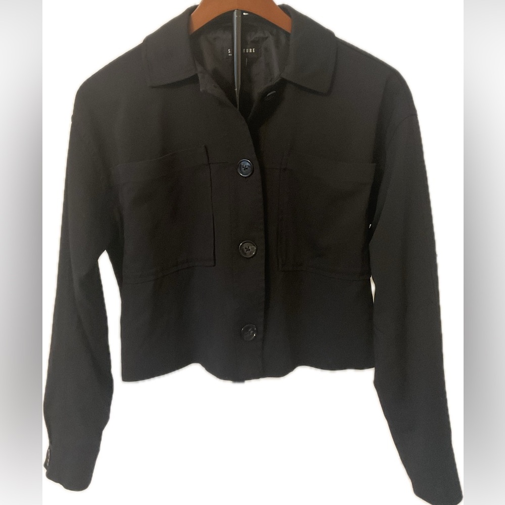Reitman’s Signature Brand Deep Black  Twill Cropped Shacket